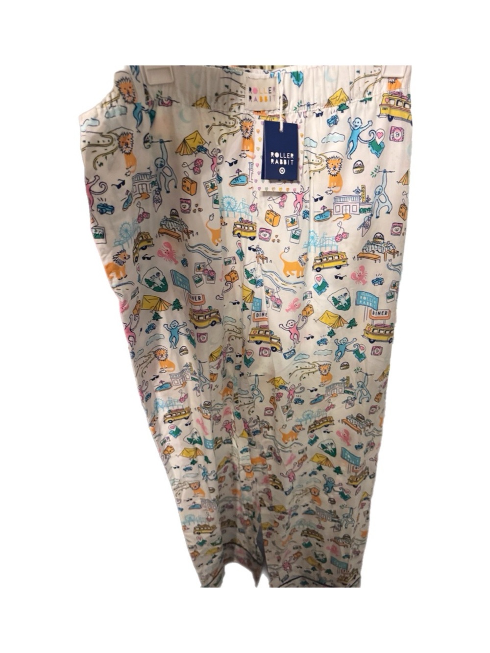 Roller Rabbit Men’s  White Multi-Color Animal Print Pajama Pants